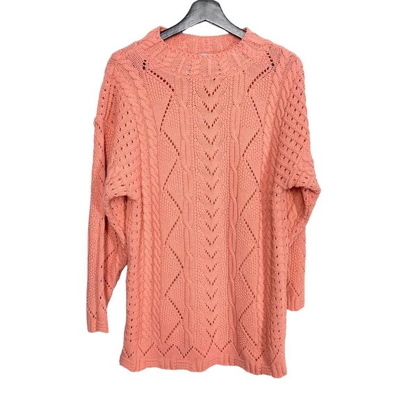 Vintage 80s College Point Salmon Colored Knit Sweater Large